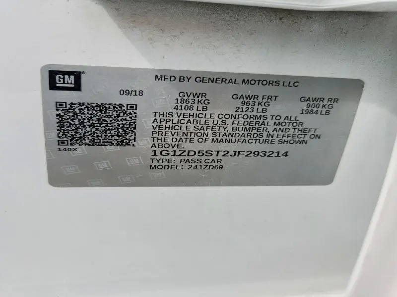 2018 CHEVROLET MALIBU LT  