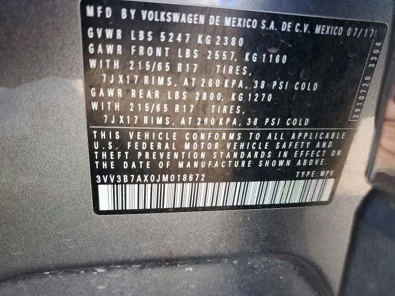 2018 VOLKSWAGEN TIGUAN SE  