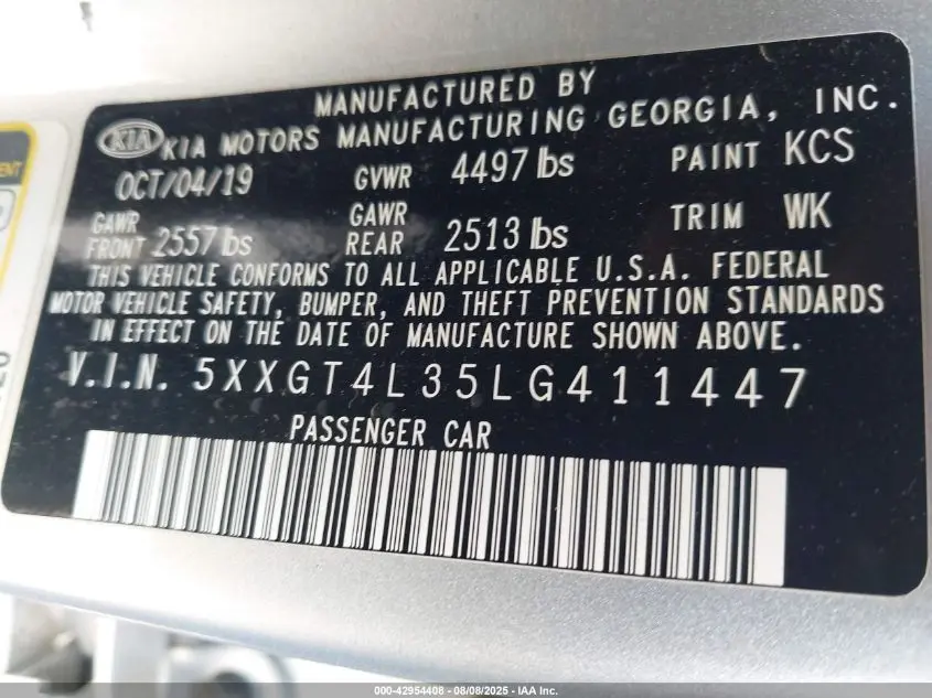 2020 KIA OPTIMA LX