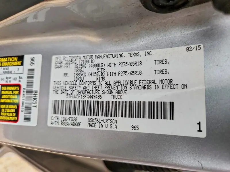 2015 TOYOTA TUNDRA SR5  