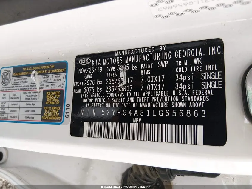 2020 KIA SORENTO 2.4L L