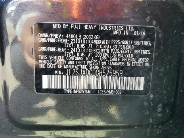 2016 SUBARU FORESTER 2.5I PREMIUM  