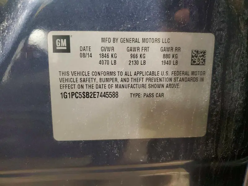 2014 CHEVROLET CRUZE LT  