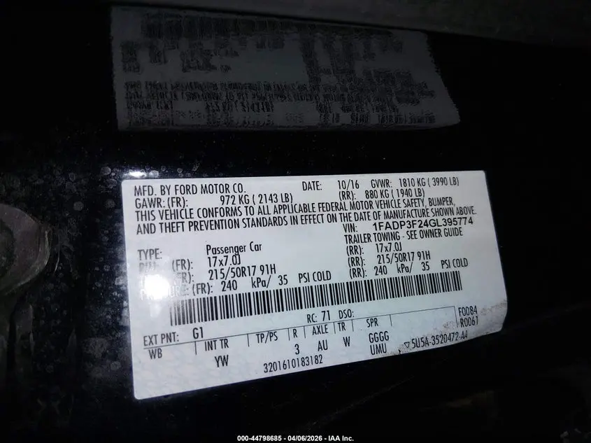 2016 FORD FOCUS SE