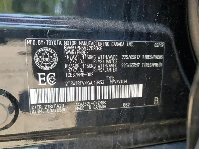 2019 TOYOTA RAV4 XLE  