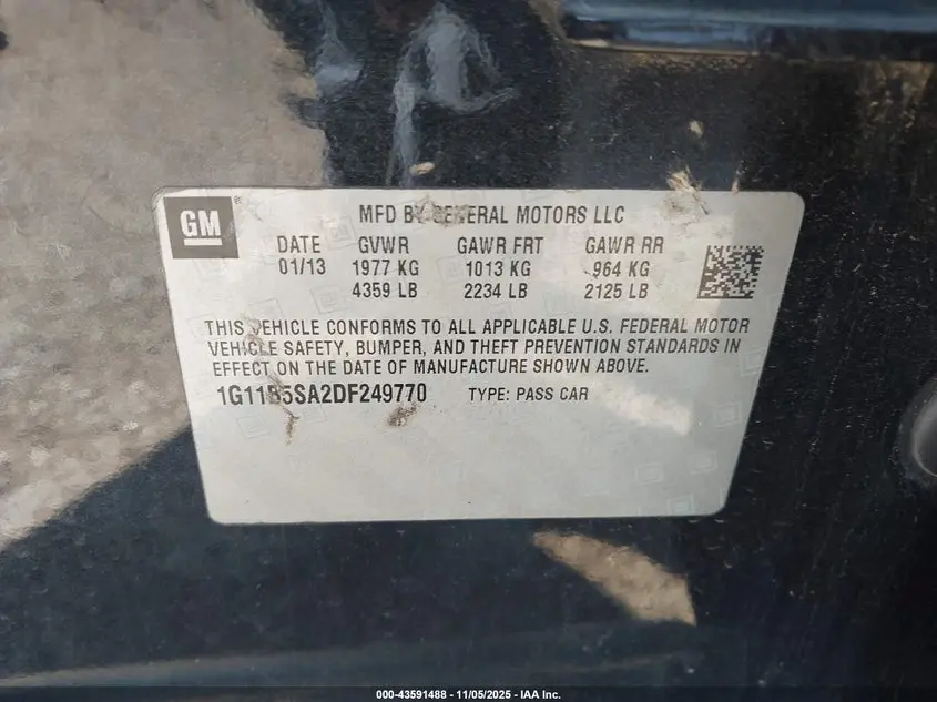 2013 CHEVROLET MALIBU 1LS