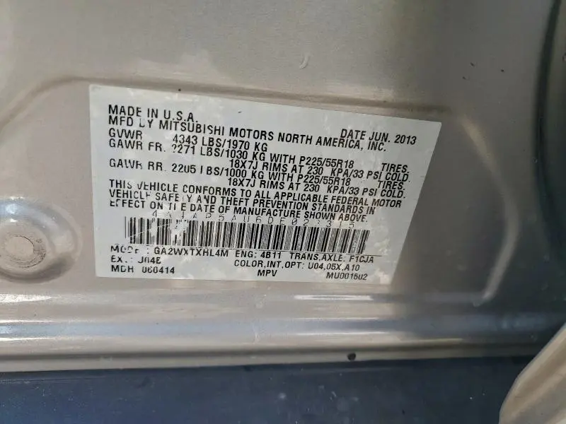 2013 MITSUBISHI OUTLANDER SPORT LE  