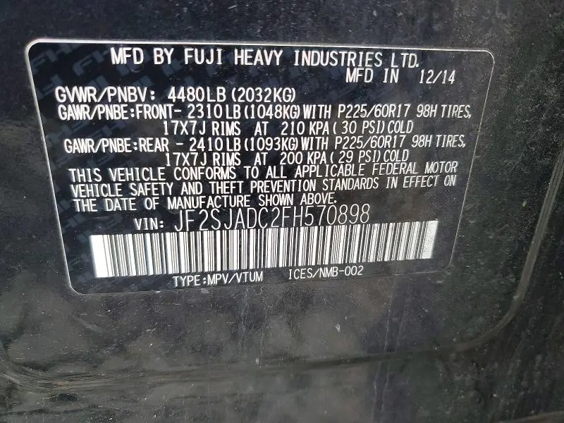 2015 SUBARU FORESTER 2.5I PREMIUM  