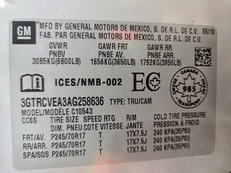 2010 GMC SIERRA C1500 SLE  