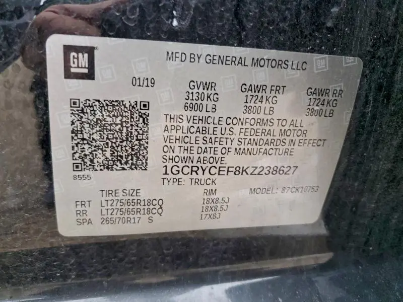 2019 CHEVROLET SILVERADO K1500 TRAIL BOSS CUSTOM  