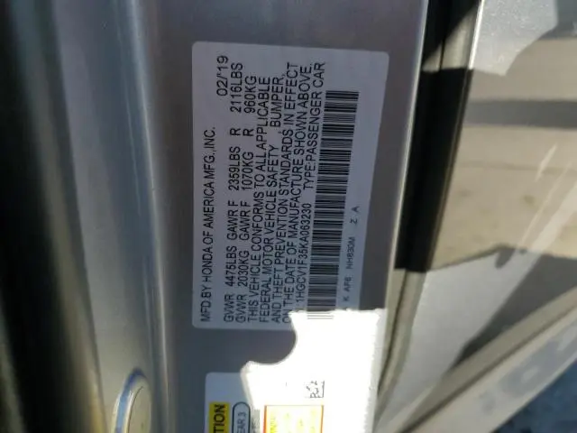 2019 HONDA ACCORD SPORT  