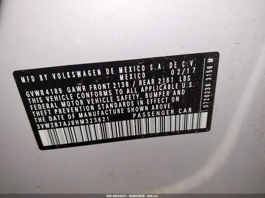 2017 VOLKSWAGEN JETTA 1.4T S