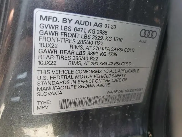 2020 AUDI Q8 PRESTIGE S-LINE  