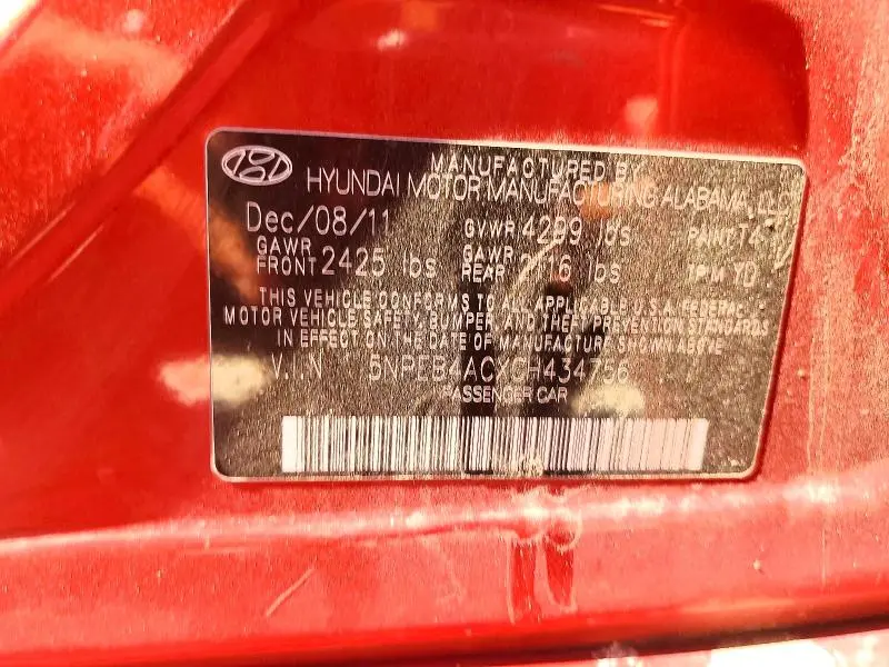 2012 HYUNDAI SONATA GLS  