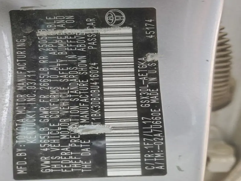 2011 TOYOTA AVALON BASE  