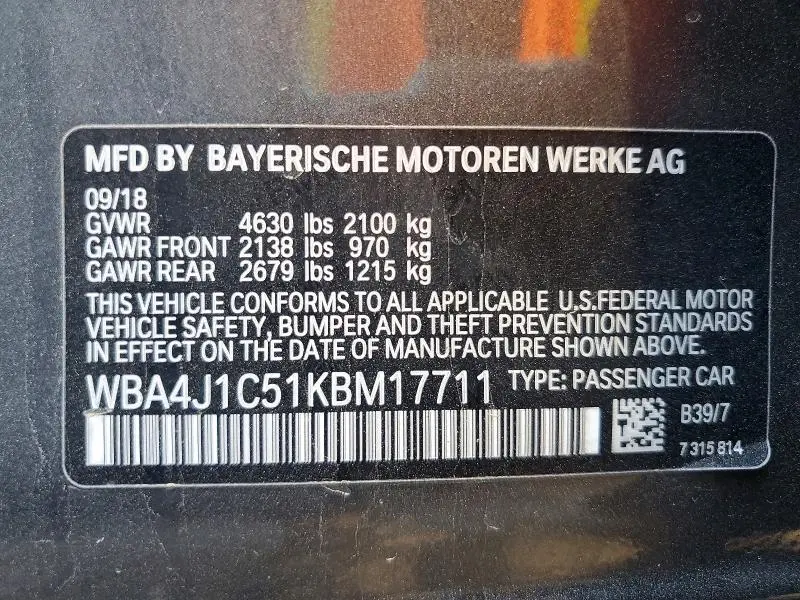 2019 BMW 430I GRAN COUPE  