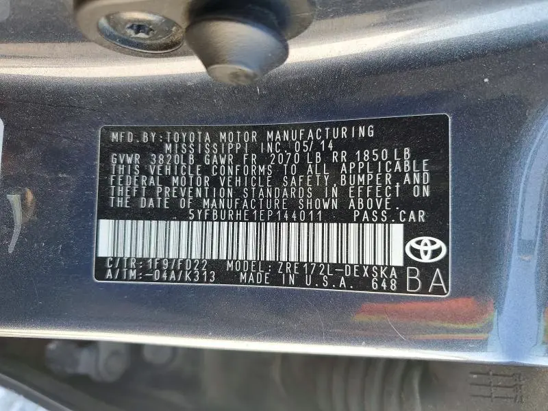 2014 TOYOTA COROLLA S  