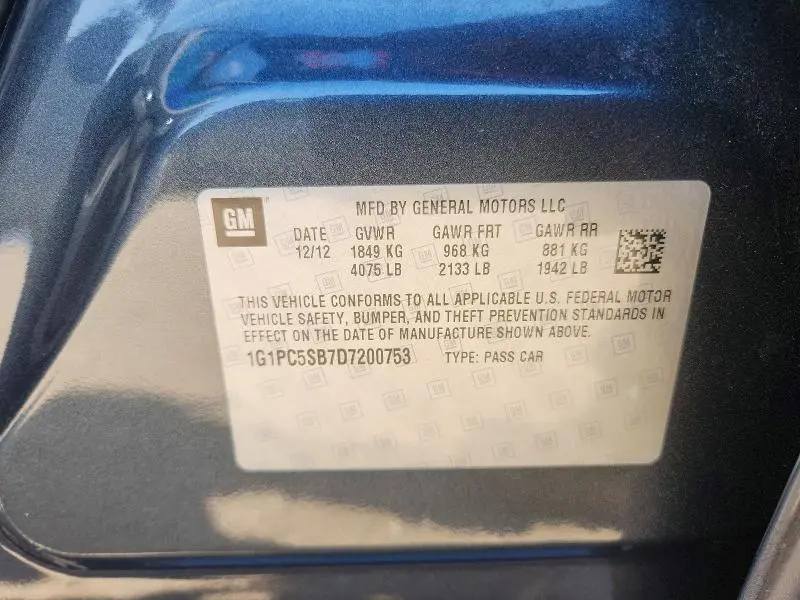 2013 CHEVROLET CRUZE LT  