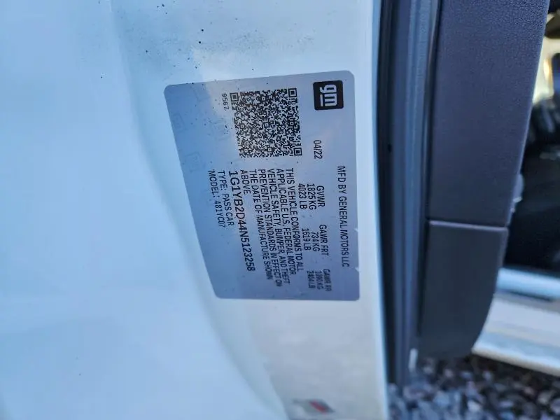 2022 CHEVROLET CORVETTE STINGRAY 2LT  