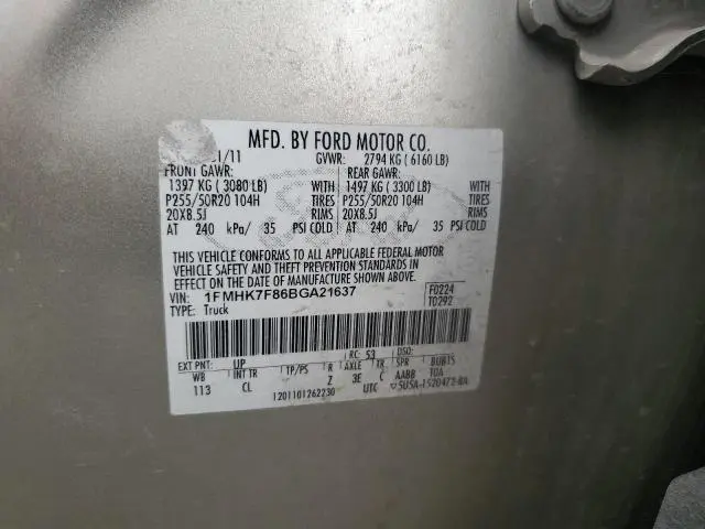 2011 FORD EXPLORER LIMITED  