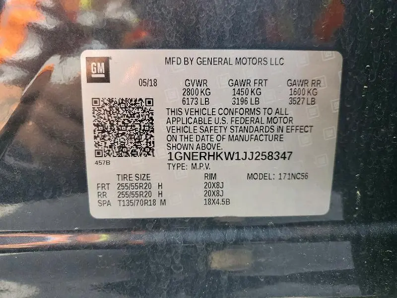 2018 CHEVROLET TRAVERSE LT  