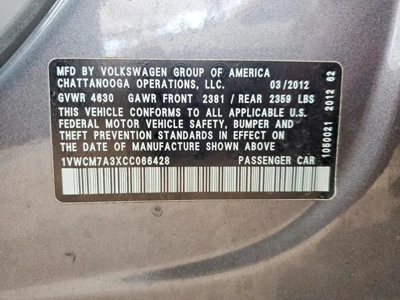 2012 VOLKSWAGEN PASSAT SEL  