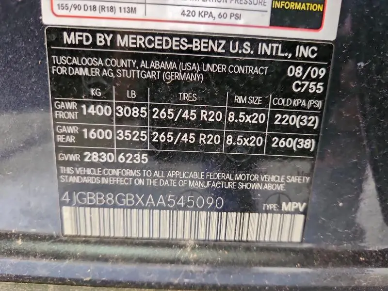 2010 MERCEDES-BENZ ML 350 4MATIC  