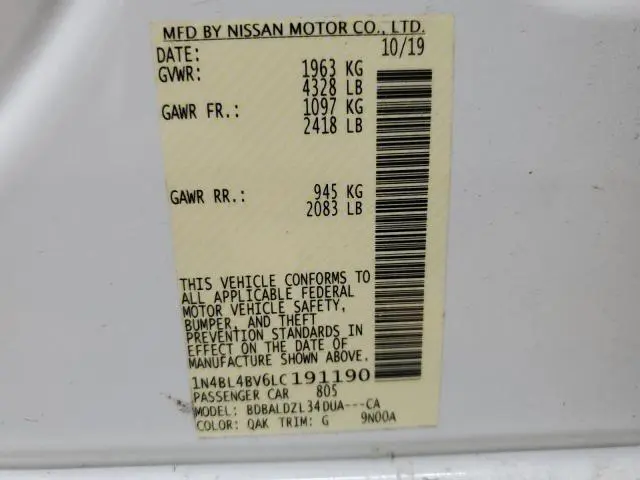 2020 NISSAN ALTIMA S  