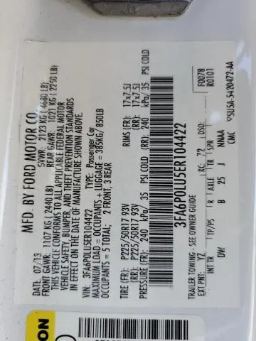 2014 FORD FUSION SE HYBRID  