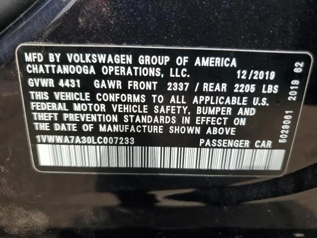 2020 VOLKSWAGEN PASSAT SE