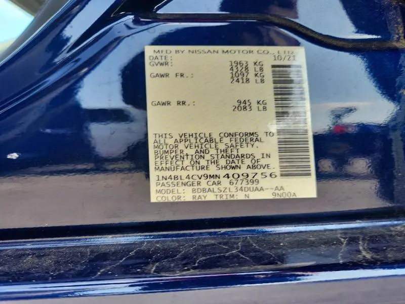 2021 NISSAN ALTIMA SR  