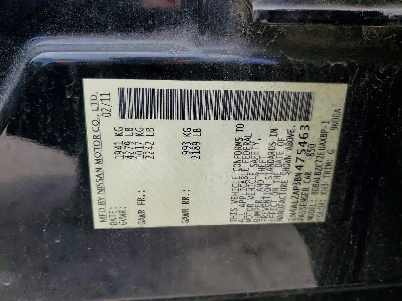 2011 NISSAN ALTIMA 2.5  