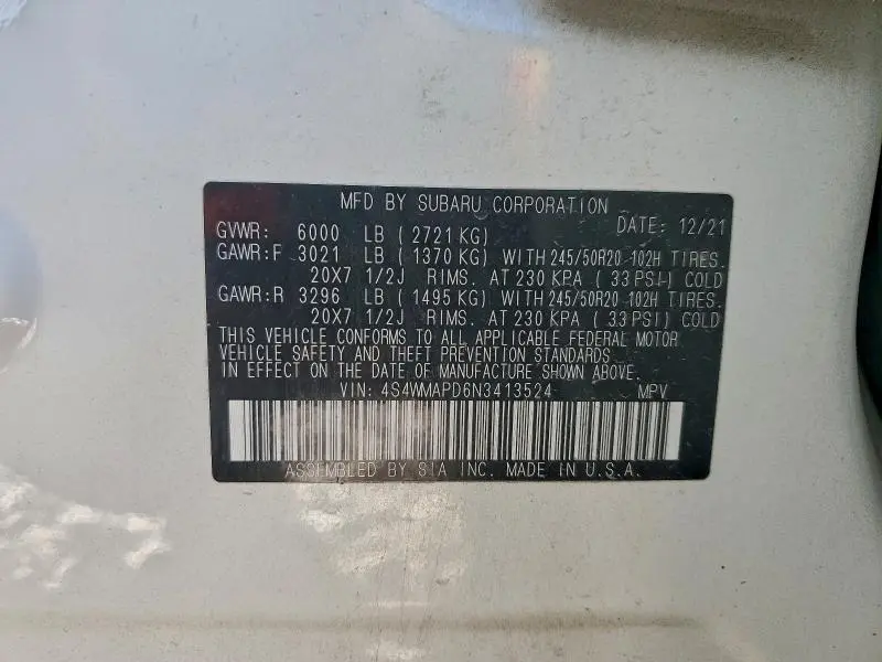 2022 SUBARU ASCENT LIMITED  