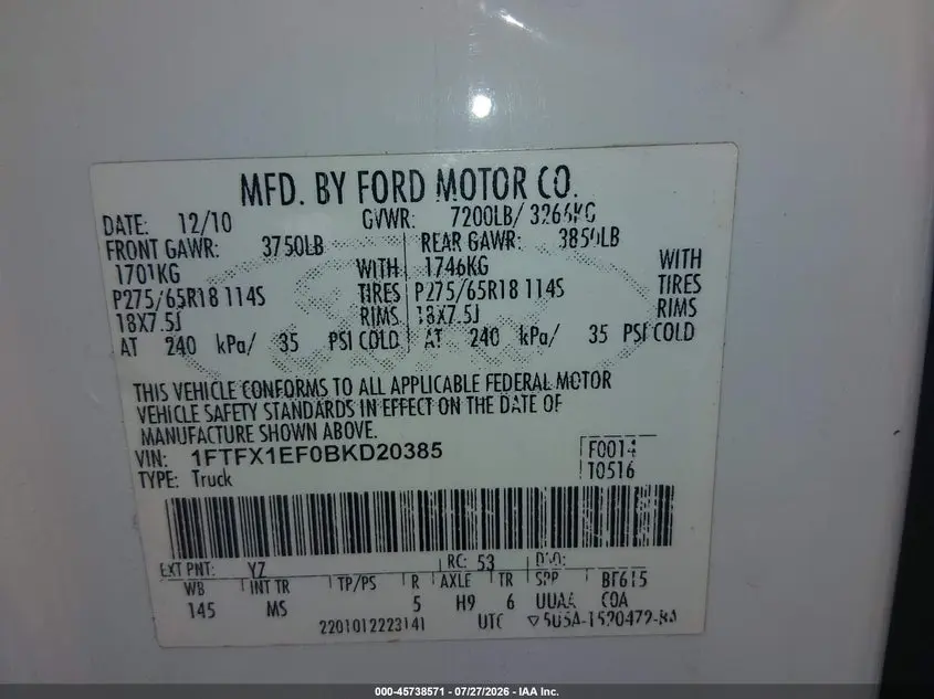 2011 FORD F-150 XLT