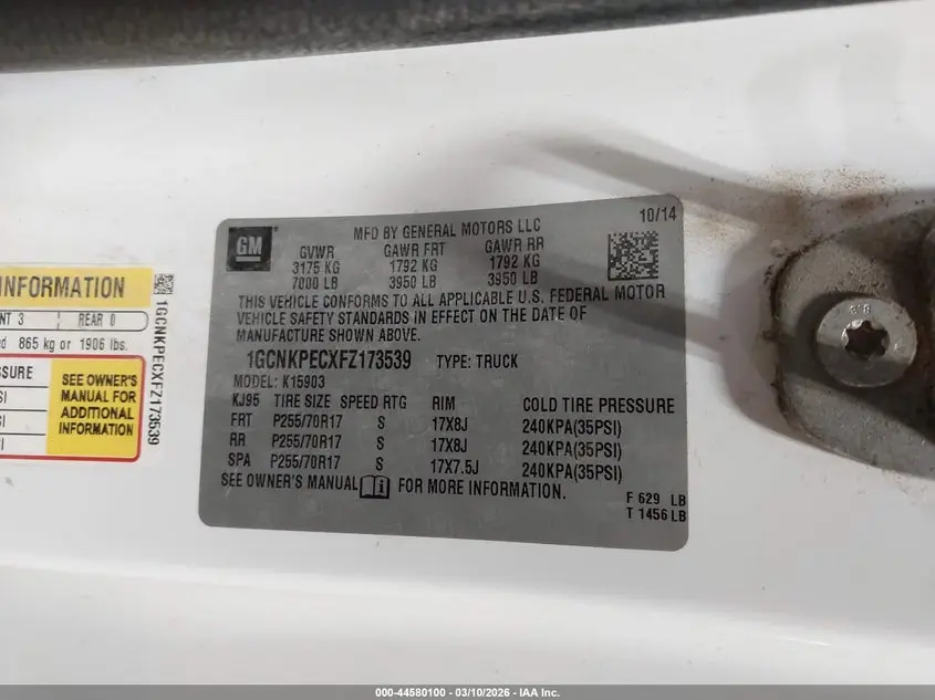 2015 CHEVROLET SILVERADO 1500 WT