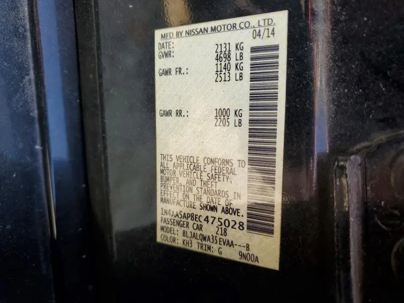 2014 NISSAN MAXIMA 3.5 S  