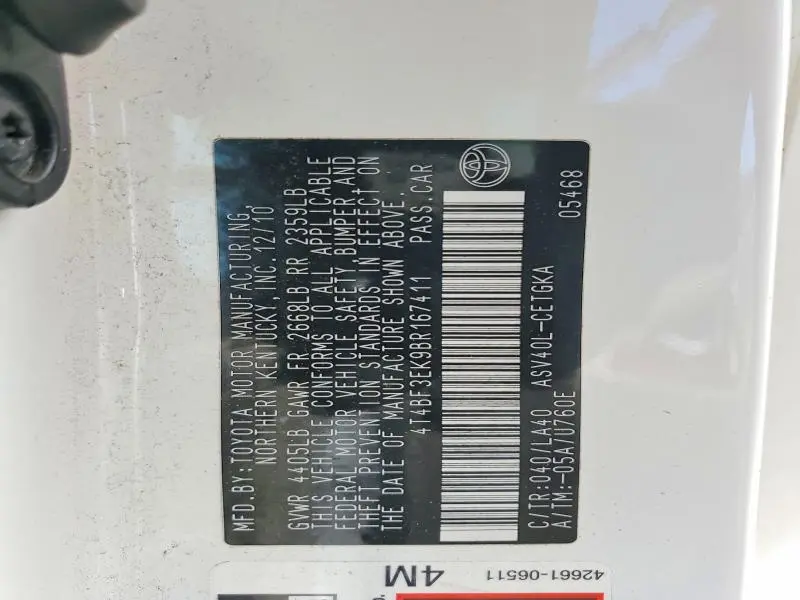 2011 TOYOTA CAMRY XLE  