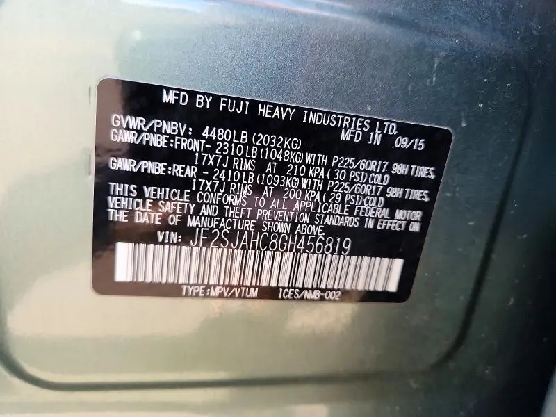 2016 SUBARU FORESTER 2.5I LIMITED  