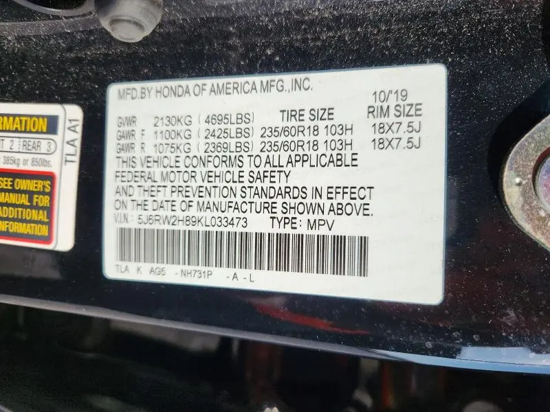 2019 HONDA CR-V EXL  