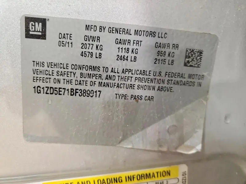 2011 CHEVROLET MALIBU 2LT  