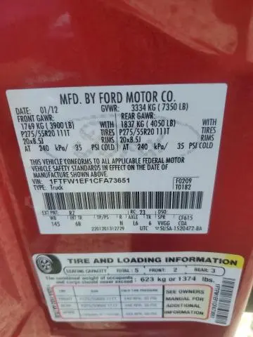 2012 FORD F150 SUPERCREW  