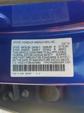 2019 HONDA ACCORD SPORT  