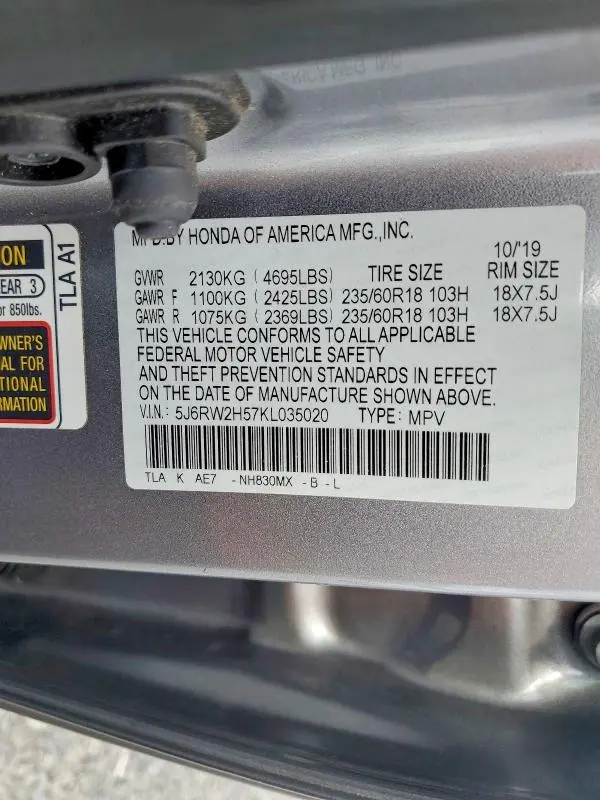 2019 HONDA CR-V EX  