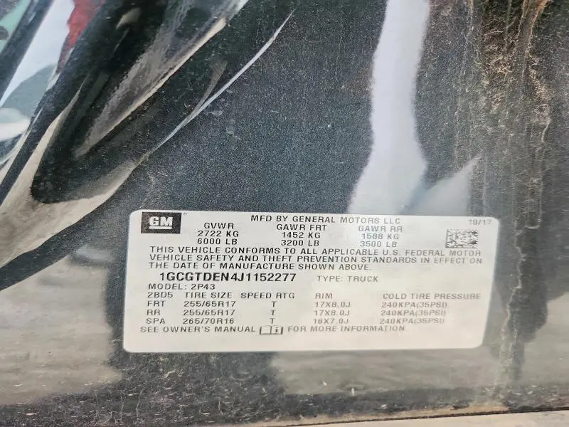 2018 CHEVROLET COLORADO Z71  