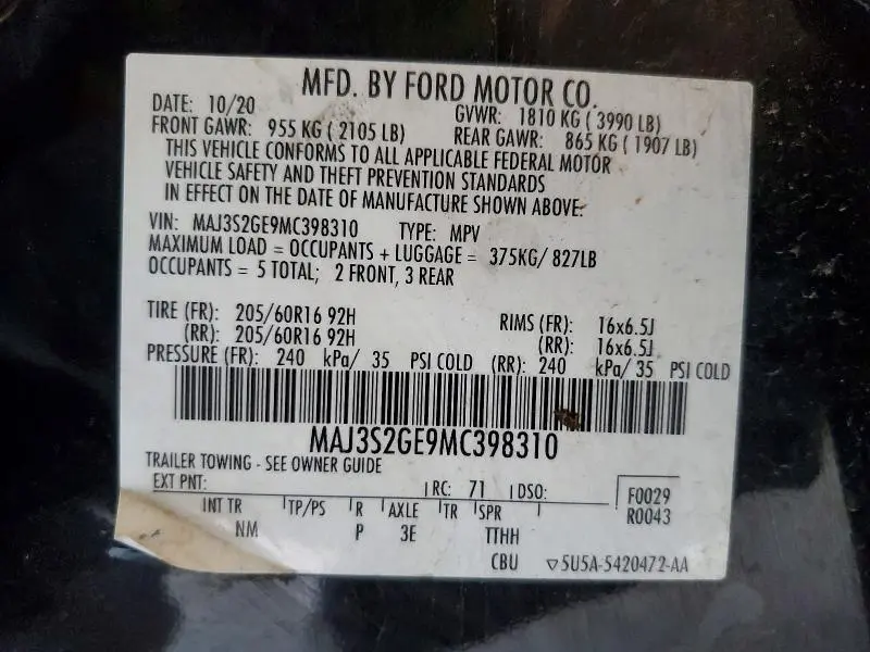 2021 FORD ECOSPORT SE  