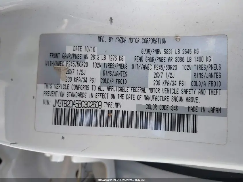 2011 MAZDA CX-9 GRAND TOURING