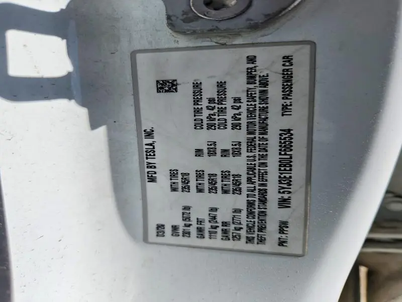 2020 TESLA MODEL 3   