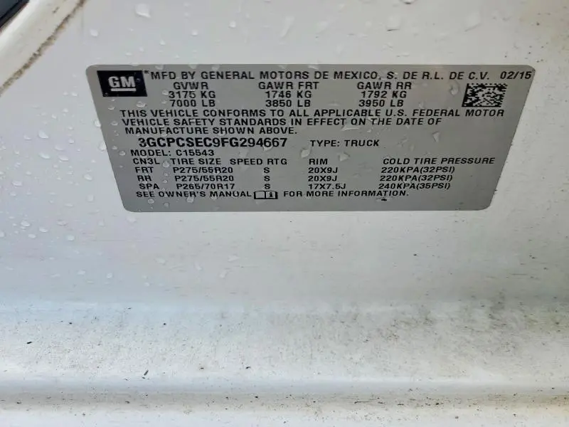 2015 CHEVROLET SILVERADO C1500 LTZ  