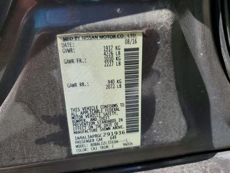2016 NISSAN ALTIMA 2.5 SV  