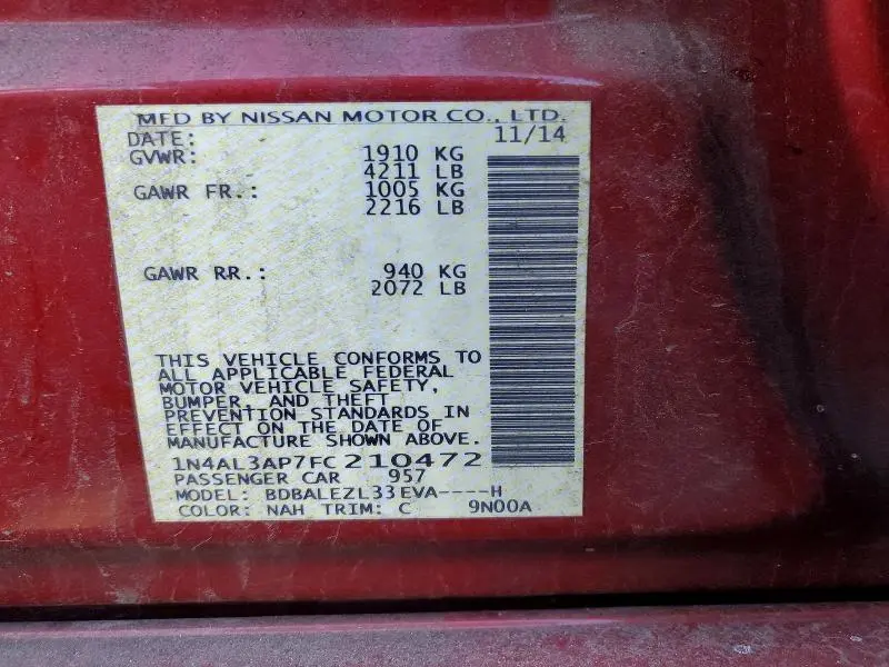 2015 NISSAN ALTIMA 2.5  